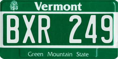 VT license plate BXR249