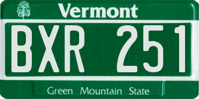 VT license plate BXR251