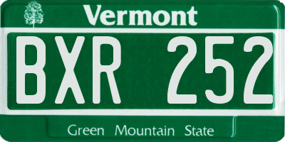 VT license plate BXR252