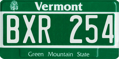 VT license plate BXR254