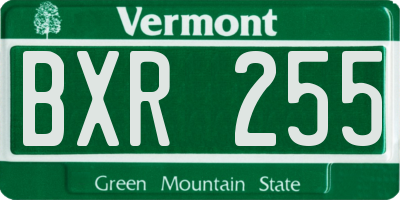 VT license plate BXR255