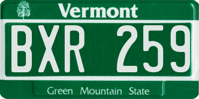 VT license plate BXR259