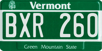 VT license plate BXR260