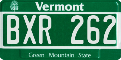 VT license plate BXR262