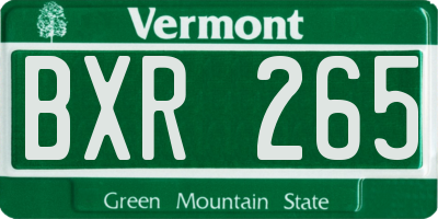 VT license plate BXR265