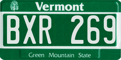 VT license plate BXR269