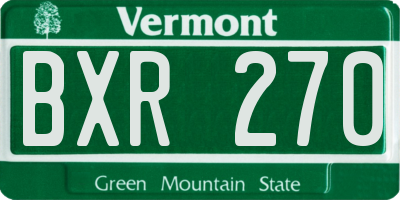 VT license plate BXR270