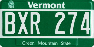 VT license plate BXR274