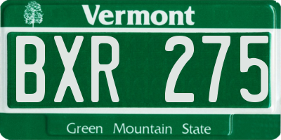 VT license plate BXR275