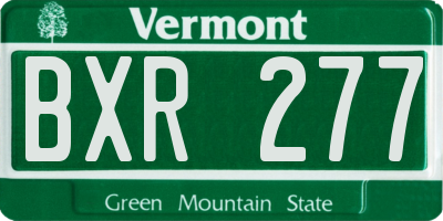 VT license plate BXR277