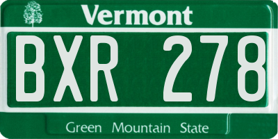 VT license plate BXR278