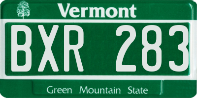 VT license plate BXR283
