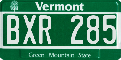 VT license plate BXR285