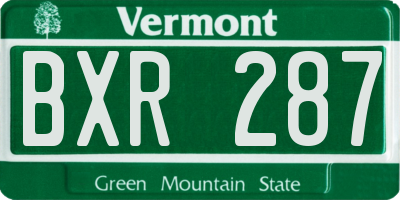 VT license plate BXR287