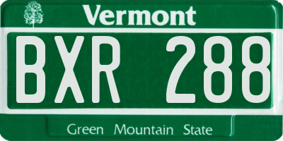 VT license plate BXR288