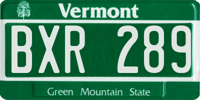 VT license plate BXR289