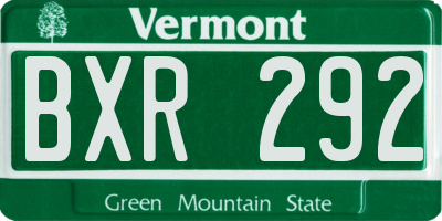VT license plate BXR292
