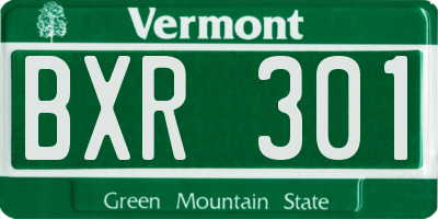 VT license plate BXR301