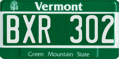 VT license plate BXR302