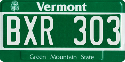 VT license plate BXR303