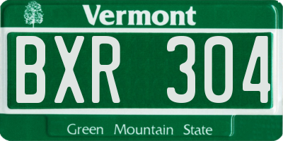 VT license plate BXR304