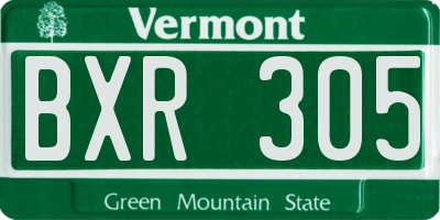 VT license plate BXR305