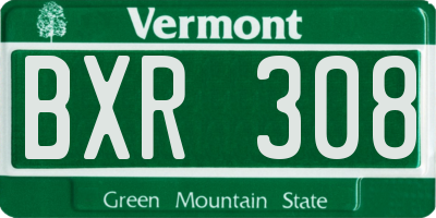 VT license plate BXR308