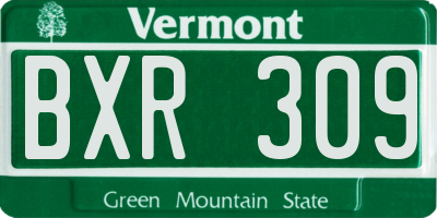 VT license plate BXR309