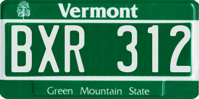 VT license plate BXR312