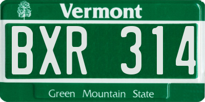 VT license plate BXR314