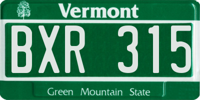 VT license plate BXR315