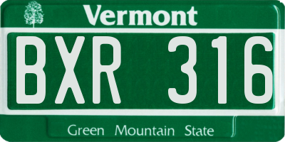 VT license plate BXR316