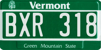 VT license plate BXR318