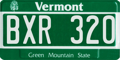 VT license plate BXR320