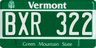 VT license plate BXR322