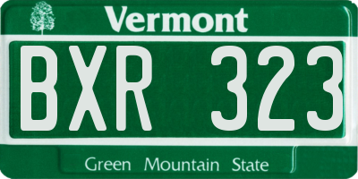 VT license plate BXR323