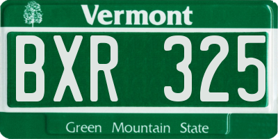 VT license plate BXR325