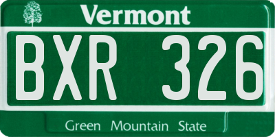 VT license plate BXR326