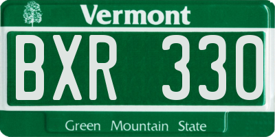 VT license plate BXR330
