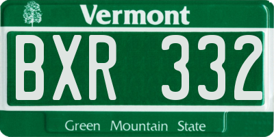 VT license plate BXR332
