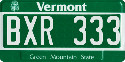 VT license plate BXR333