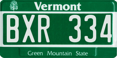 VT license plate BXR334