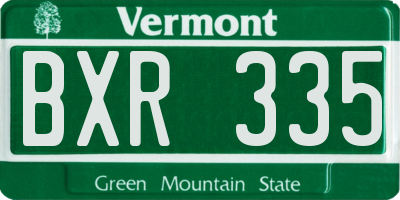 VT license plate BXR335
