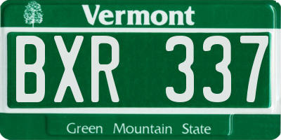VT license plate BXR337