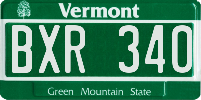 VT license plate BXR340