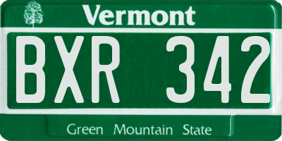 VT license plate BXR342