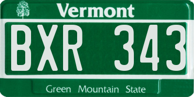 VT license plate BXR343