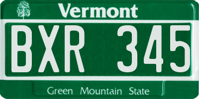 VT license plate BXR345