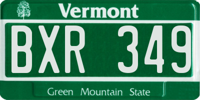 VT license plate BXR349