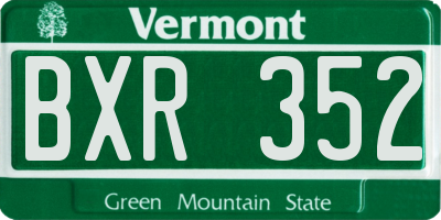 VT license plate BXR352